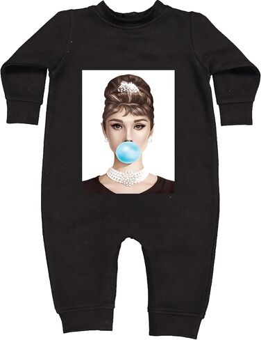Audrey Hepburn Chewing Bubble Gum American Icon Infant Fleece Rompers, Warm, Adorable in Saudi Arabia