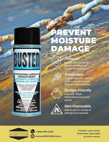 Buster Multi-Purpose Penetrant: Break Free from Corrosion and Rust with Long-Lasting Lubricant, Demoisturant, and Protectant Formula for Tools, Engines, Electrical Equipment, and More. in Saudi Arabia