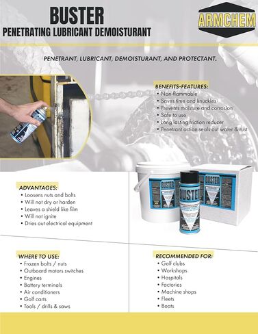 Buster Multi-Purpose Penetrant: Break Free from Corrosion and Rust with Long-Lasting Lubricant, Demoisturant, and Protectant Formula for Tools, Engines, Electrical Equipment, and More. in Saudi Arabia