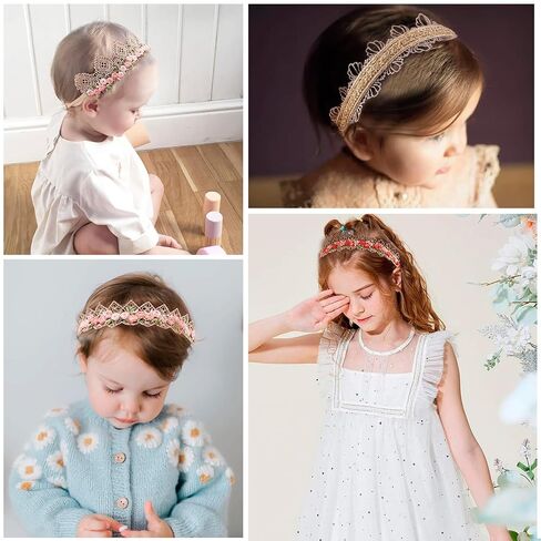 cherrboll Baby Flower Bows Headbands 6pcs Floral Hair Wraps Nylon Hairbands Crown Newborn Infant Toddler Hair Accessories in Kuwait