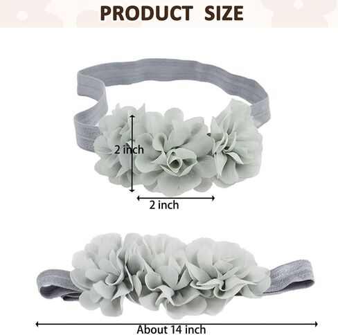 20PCS Baby Girls Headbands Chiffon Flower With Elastic Band Hair Accessories For Infants Newborn Toddler Kids Photography Props Gifts in Saudi Arabia