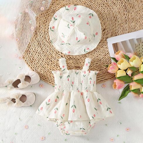 emmababy طفلة طفلة مزخرفة فستان زهور قبعة رومبير مجموعة الرسن حزام بذرة in Kuwait