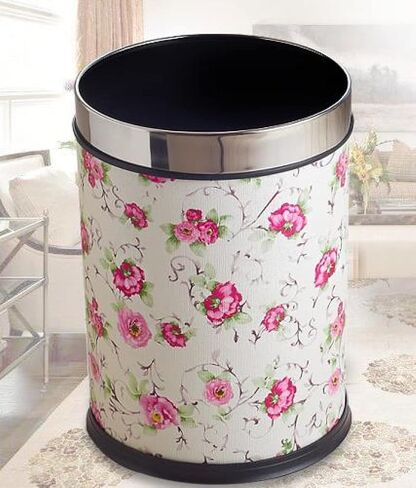 Creative Plastic Trash Can Home Leather Waste Bin Without Lid Garbage Bin Bedroom Kitchen Office Paper Basket (Color : Red)-C in Saudi Arabia