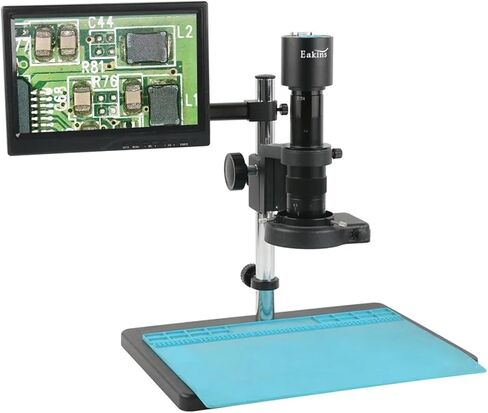 1080P VGA HDMI USB Type-c PC Video Microscope Camera +180X 300X 200X 500X C Mount Zoom Lens 144 LED for Phone CPU Soldering Test(B,500X) in Saudi Arabia