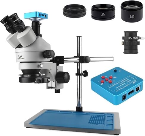 7X-45X Zoom Trinocular Stereo Microscope and 56LED Objective Lens HDMI Digita Microscope Camera for Phone PCB Soldering Repair(B Black) in Saudi Arabia