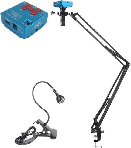 48mp 4k 1080p HDMI USB فيديو صناعي مجهر رقمي الكاميرا 130x Zoom C Mount Lens Cantilever Stand لإصلاح لحام (51 سم) in Kuwait