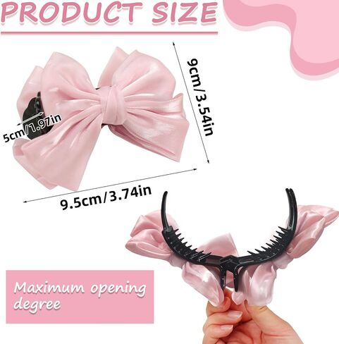 2 PCS Bow Hair Claws Girl Ponytail Claw Claw Clips Cute Non Slip chignon accisions for Thinhair Toddler Little Girl Kids (Pink) in Kuwait