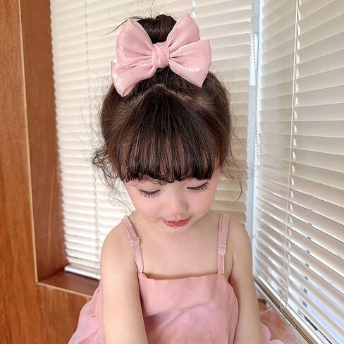 2 PCS Bow Hair Claws Girl Ponytail Claw Claw Clips Cute Non Slip chignon accisions for Thinhair Toddler Little Girl Kids (Pink) in Kuwait