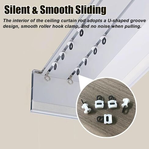 Kunovo Starta Pelmet Side Square Curtain Box Rail متكامل ، بيلميت ستارة مع لوحة زخرفية مزدوجة القضبان ، لغرفة غرفة المعيشة فيلا (رمادي ، 280 سم/110.2 قدم/9.2 قدم) in Kuwait