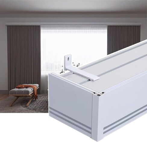 Kunovo Starta Pelmet Side Square Curtain Box Rail متكامل ، بيلميت ستارة مع لوحة زخرفية مزدوجة القضبان ، لغرفة غرفة المعيشة فيلا (رمادي ، 280 سم/110.2 قدم/9.2 قدم) in Kuwait