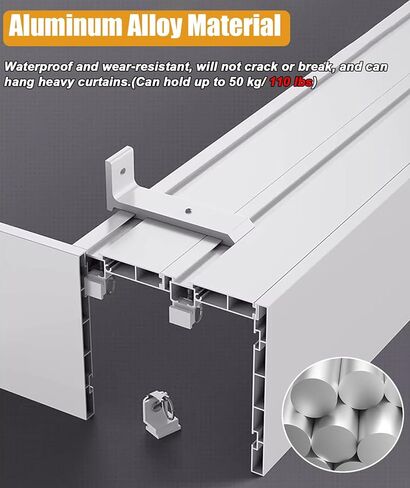 Kunovo Stain Pelmet الستار الداخلي مربع مربع الحرس السكك الحديدية متكاملة ، Blackout أبيض ديكور ستارة المسار Cornice ، الستار مربع لمكتب فندق غرفة نوم (الجدار جبل ، 1M/3.3 قدم) in Kuwait