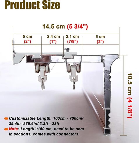 Kunovo Curtain Pelmet Retro Curtain Rail System Box Wood Grain Design, Hidden Window Curtain Pelmet Box with Track, Decorative Curtain Track and Valance for Bay Window(Wall Mount,2.6m/8.5ft) in Saudi Arabia