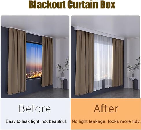 Kunovo Curtain Pelmet Retro Curtain Rail System Box Wood Grain Design, Hidden Window Curtain Pelmet Box with Track, Decorative Curtain Track and Valance for Bay Window(Wall Mount,2.6m/8.5ft) in Saudi Arabia