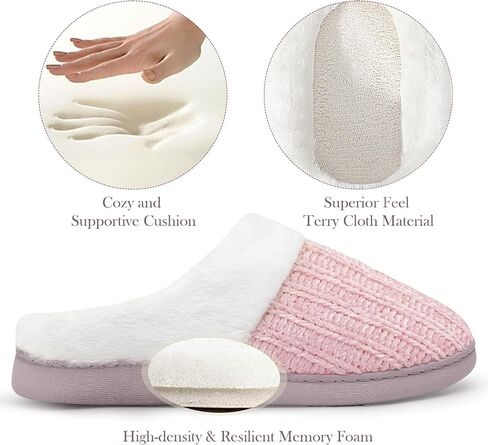 shoeslocker Women's Memory Foam Fuzzy Slippers Knit house shoe for Women Comfy Wool-Like Lined Slippers Indoor Outdoor in Saudi Arabia