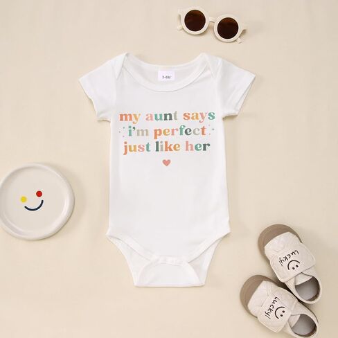CM C & M WODRO حديثي الولادة طفل فتاة bodysuit تقول عمتي إنني مثالي تمامًا مثل ملابسها المثيرة للرضع in Kuwait