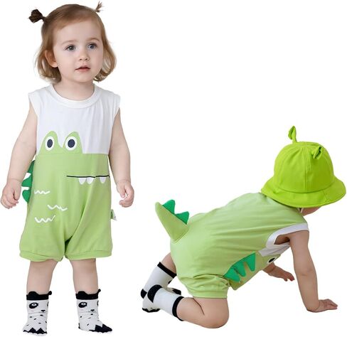 Boys And Girls Summer Sleeveless Jumpsuit Infant Cartoon Animal Style Clothing Toddler Cute Jumpsuit in Saudi Arabia