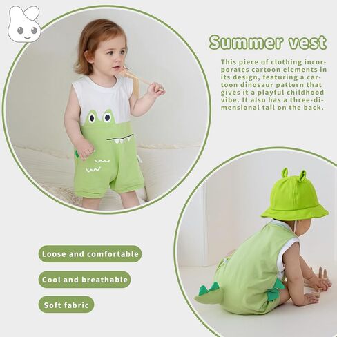 Boys And Girls Summer Sleeveless Jumpsuit Infant Cartoon Animal Style Clothing Toddler Cute Jumpsuit in Saudi Arabia