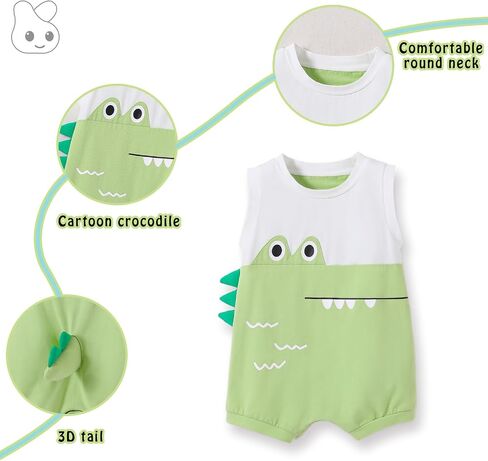 Boys And Girls Summer Sleeveless Jumpsuit Infant Cartoon Animal Style Clothing Toddler Cute Jumpsuit in Saudi Arabia