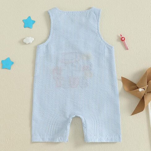 Rtnnsbbfcm Newborn Baby Boy 4th Of July Outfit Sleeveless Letter American Flag Embroidery Plaid Romper Jumpsuit in Saudi Arabia