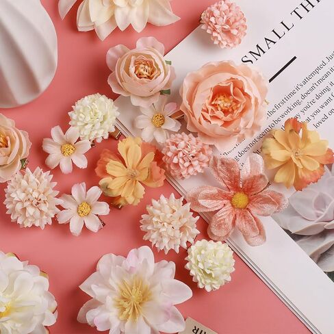 20 Pack Flower Hair Clip Rose Hair Clips Barrettes for Women Flower Accessories Boho Bride Claw Clip Hairpin Brooch Pin Headpiece for Girls Wedding (Champagne) in Kuwait