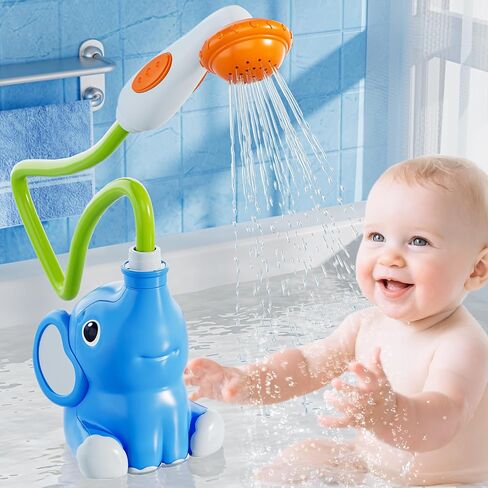 Baby Bath Shower Head Toys for Kids Ages 2-4, Bath Toys for Infants with Elephant Water Pump for Kids 3-5, Kids Swimming Pool Toys, Bathtub Toys 18-24 Months Toddlers Newborn Infants Boys Girls in Saudi Arabia