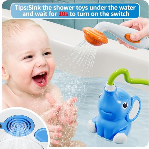 Baby Bath Shower Head Toys for Kids Ages 2-4, Bath Toys for Infants with Elephant Water Pump for Kids 3-5, Kids Swimming Pool Toys, Bathtub Toys 18-24 Months Toddlers Newborn Infants Boys Girls in Saudi Arabia