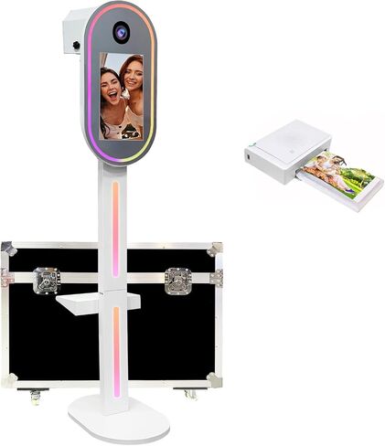 DSLR Photobooth Machine Selfie Portable Touch Screen Camera with Flight Case,Magic Mirror Photo Booth 15.6in with RGB Light,for Wedding、Birthday Party Events (15.6''Screen+Mini Printer) in Saudi Arabia