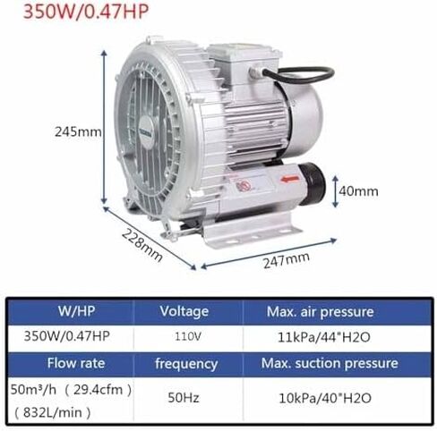 High-Pressure Regenerative Blower 110V 50Hz Industrial Vacuum Pump 0.47HP 0.5HP 0.74HP 1.01HP 1.49HP Regenerative Air Pump for Sewage Aeration in Saudi Arabia
