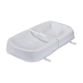 LA Baby 4 Sided Waterproof Diaper Changing Pad, 32" with Easy to Clean Quilted Cover - Made in USA. Non-Skid Bottom, Safety Strap, Fits All Standard Changing Tables/Dresser Tops, White (P-3400-32Q)