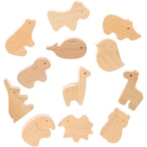 ARTIBETTER 12pcs Wooden Animal Drawer Pulls Cute Animal Knobs for Boy Girl Room Natural Wood Cabinet Handles with Screws Playful Designs for Dressers and Furniture