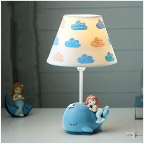 Desk Lamp Nursery Cloud Lampshade Cartoon Mermaid Bedroom Bedside Creative Warm Romantic Cute,41Cm