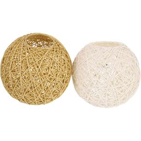 Angoily 2Pcs Woven Craft Lampshades Elegant Rattan Ball Lamp for Ceiling Table Decor Stylish Design for Living Bedroom Office