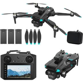 Drone For Adult,4.5" Screen,5G Remote Controller With Camera,6K HD Camera FPV Live Video,Altitude Hold Gesture Selfie One Key Take Off Landing 3D Flips Waypoint Fly Drone (3 Batteries)