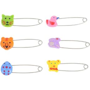 Homoyoyo Animal Head Safety Pin 30pcs Long Safety Pin for Baby Diaper Newborn Plastic Head