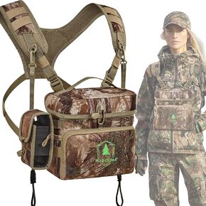 Binocular Harness Chest Pack for Female Hunter with Rangefinder Pouch, Bino Harness with Rain Cover for Women