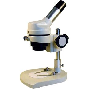 AmScope K104 Elementary Stereo/Dissecting Microscope, 10x Widefield Eyepiece, 20x Magnification, Reversible Black/White Stage Plate, Heavy-Duty Frame