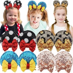 JOYOYO Sequin Mouse Ears Hair Clips,Glitter Hair Bows Cute Mice Ears Hair Clips Barrettes for Toddlers Girls Hair Accessories for Costume Party