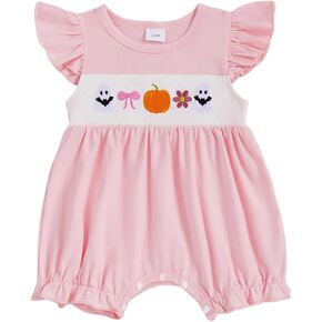 MoZiKQin Baby Girl Summer Romper Boutique Bow Embroidery Ruffle Sleeve Jumpsuit Cute Clothes for Newborn Toddler