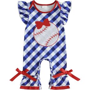 Baby Girl Baseball Outfit Newborn Romper Jumpsuits Sleeveless One Piece Clothes Cute Infant Summer Clothing