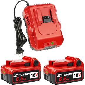 18V 6.5Ah Replacement for Milwaukee M-18 Battery 2Pack with Charger