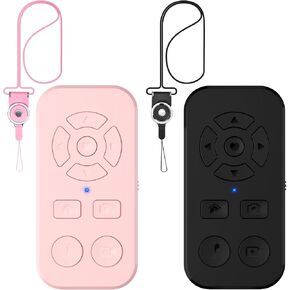 TikTok Scrolling Remote Control (2 Pack) for iPhone and Android Smartphones, Bluetooth Page Turner for Kindle App, Camera Photo and Video Clicker for iPhone, and Samsung Neck Strap Included.