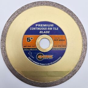 Matrix Premium 5-inch Continuous Rim Diamond Tile Blade, Wet/Dry Cut, 12000 RPM Max