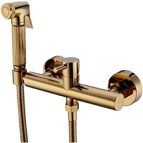Sprayer KitSprayer for Toilet, Cloth Diaper Washer Set Gold Brass Wall Mounted Hand HeldSpray Kit with Shower Hose, Cold and Hot Water for Personal Hygiene