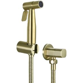 ToiletSpray Set Cloth Diaper Sprayer Kit Brass Single Cold HandheldSprayer Toilet Kit Brushed Gold Toilet Sprayer Wall Mounted Bathroom Washroom Set with Stainless Steel Hose,Angle Valve(Angle Valve a