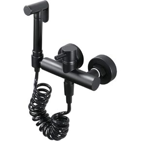 Sprayer Kit HandheldSprayer for Toilet, Black Portable Cloth Diaper Sprayer Set Brass Cold and Hot Water BathroomSprayer Kit with Shower Hose for Personal Hygiene, Bathing Pet