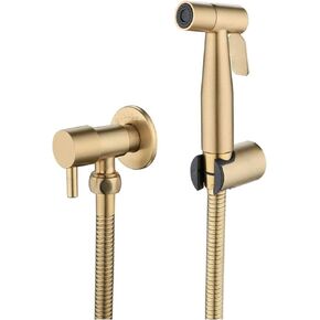 ToiletSprayer Brushed Gold Angle Valve Faucet Sprayer Full Pressure and Leakproof HandheldToilet Sprayer Kit,Hand Held Cloth Diaper Sprayer for Toilet,Easy