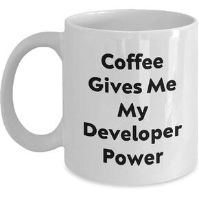 Funny Developer Mug Coffee Gives Me My Developer Power Gifts for Valentine's - 11oz or 15oz White Ceramic Coffee Mug for Him or Her, Perfect Developer Gifts from Husband, Sweetheart, or Friend