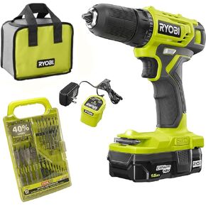 Ryobi 18V ONE+ 3/8 in. Drill Driver Kit Bundle Set with BONUS Bits, and Tool Bag