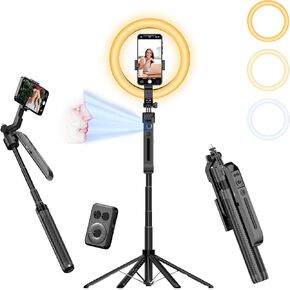 تتبع الوجه التلقائي تتبع سيلفي عصا ترايبود لجهاز iPhone مع Light 70.9 بوصة الكاميرا ترايبود حامل 360 الدوران يتبع حركتك مع جهاز التحكم عن بعد اللاسلك