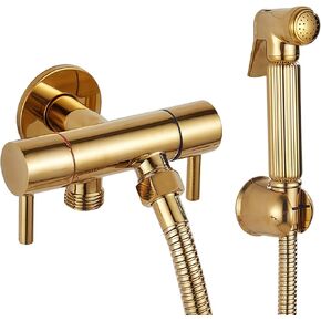 ToiletSpray Set Cloth Diaper Sprayer Kit Brass Single Cold HandheldSprayer Toilet Kit Gold Toilet Sprayer Wall Mounted Bathroom Washroom Set with 1.5 M Stainless Steel Hose
